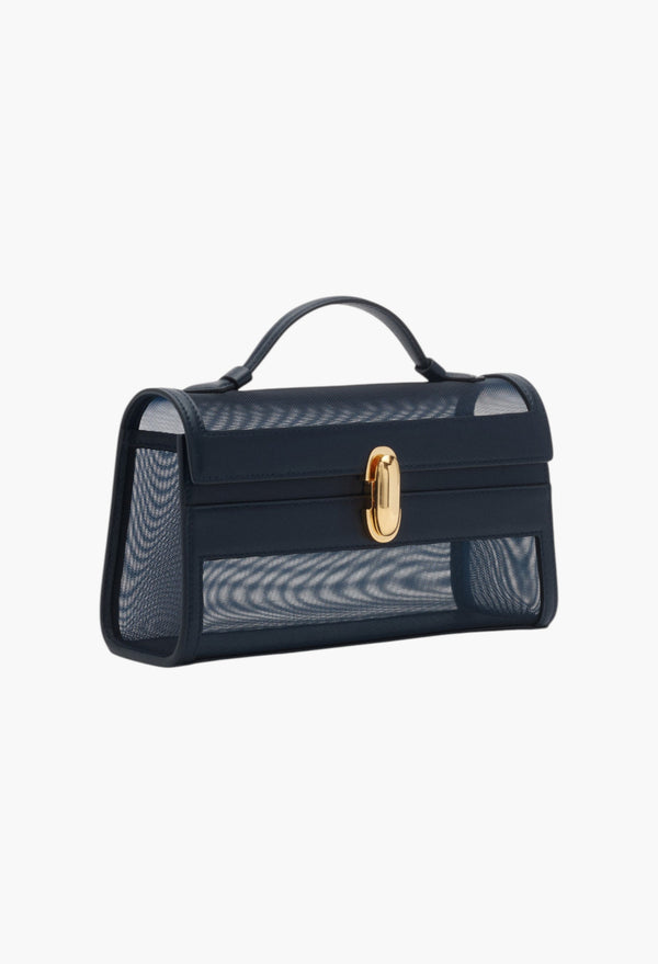 Navy Mesh with Leather Trim - Symmetry Pochette