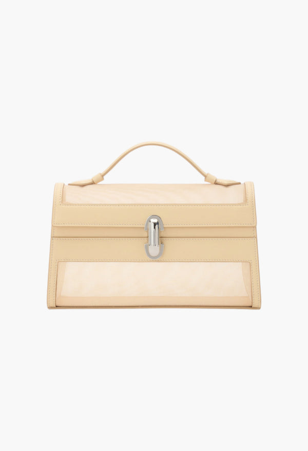 Ecru Mesh with Leather Trim - Symmetry Pochette