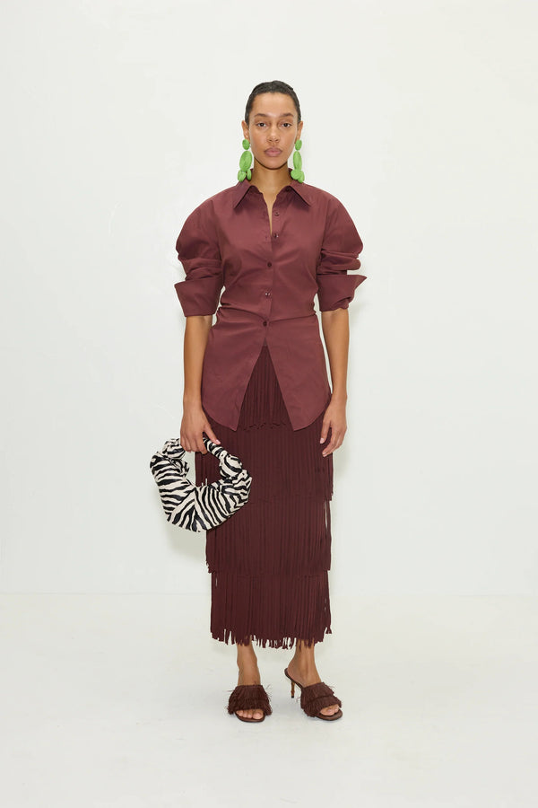 Choco Brown  - Loch Poplin Button Up