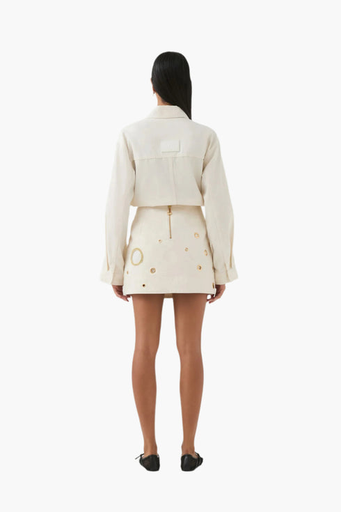 Cream - Stella Denim Mini Skirt - GLAM MODA