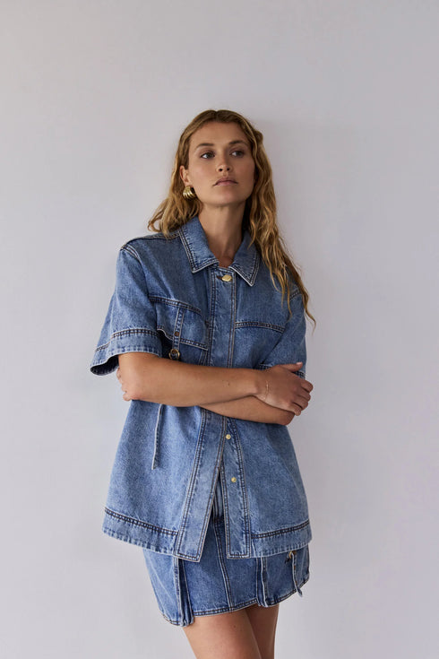 Coastal wash - Juno Denim Shirt - GLAM MODA