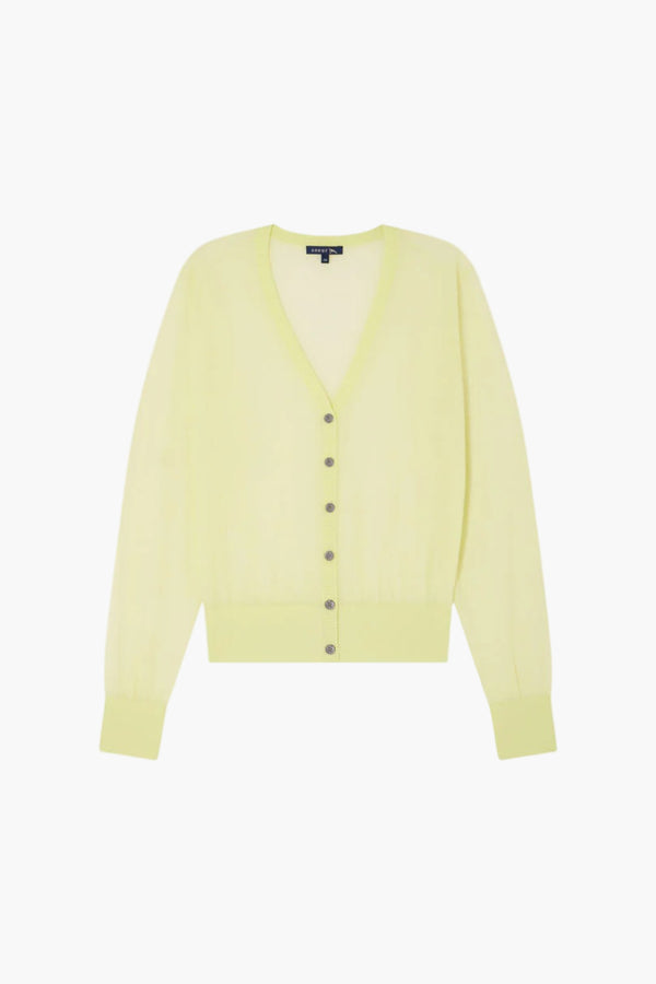 Acid Yellow - Etretat Cardigan  Sheer Knit Cardigan