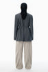 Grey Wool - Blend Raw-Edged Blazer - GLAM MODA