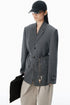 Grey Wool - Blend Raw-Edged Blazer - GLAM MODA