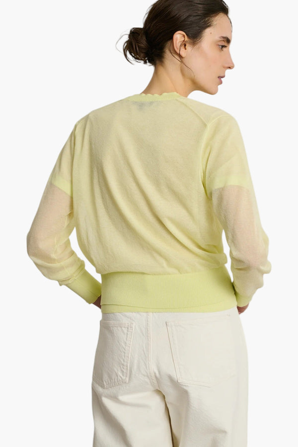 Acid Yellow - Etretat Cardigan  Sheer Knit Cardigan