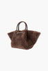 Brown - New York Midi Leather-Trimmed Shearling Tote - GLAM MODA