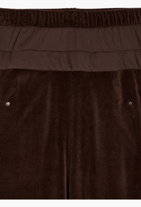 Rolled Waist Velour Cargo Pants, Brown - GLAM MODA