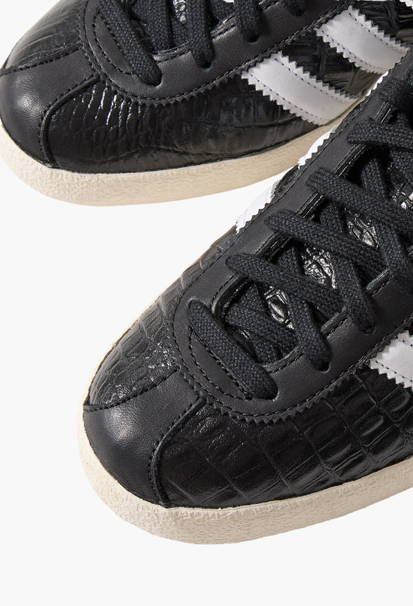 Blanc Croc-Effect Glossed-Leather Sneakers