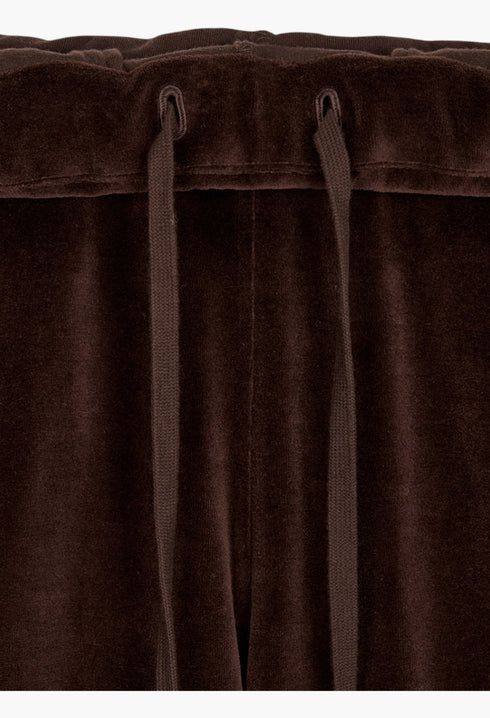 Rolled Waist Velour Cargo Pants, Brown - GLAM MODA