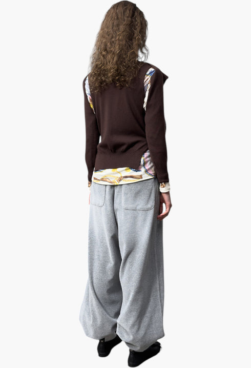 Sleeve Layered Cardigan, Brown - GLAM MODA