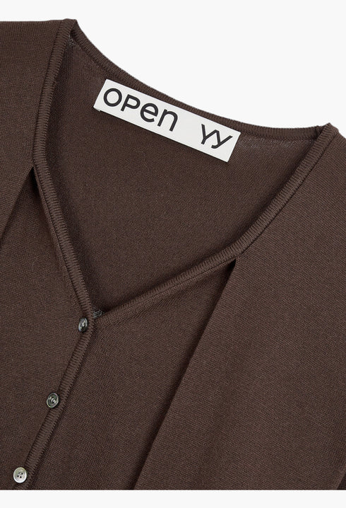 Sleeve Layered Cardigan, Brown - GLAM MODA