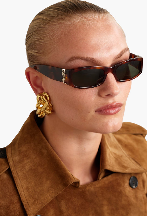 Rectangle-Frame Tortoiseshell Acetate Sunglasses