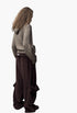 Rolled Waist Velour Cargo Pants, Brown - GLAM MODA