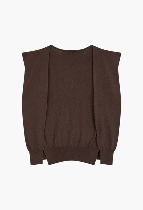 Sleeve Layered Cardigan, Brown - GLAM MODA