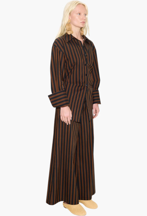 Black/Choco Brown Stripe - Toni Poplin Pant - GLAM MODA