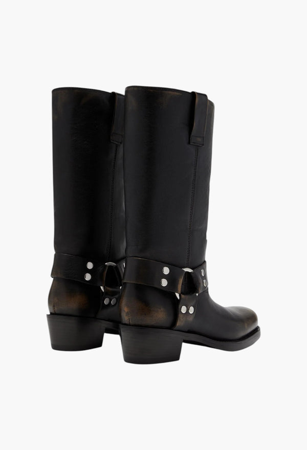Roxy Boot - Black Brushed Leather Boots