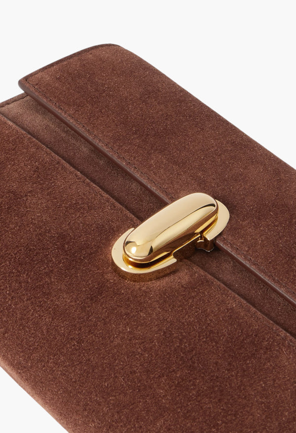 Chocolate - Symmetry 19 Suede Shoulder Bag