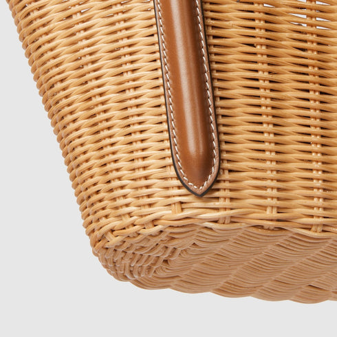Wicker Mini Basket Bag With Bamboo - GLAM MODA