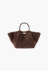 Brown - New York Midi Leather-Trimmed Shearling Tote - GLAM MODA