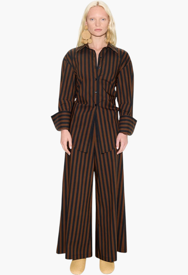 Black/Choco Brown Stripe - Toni Poplin Pant