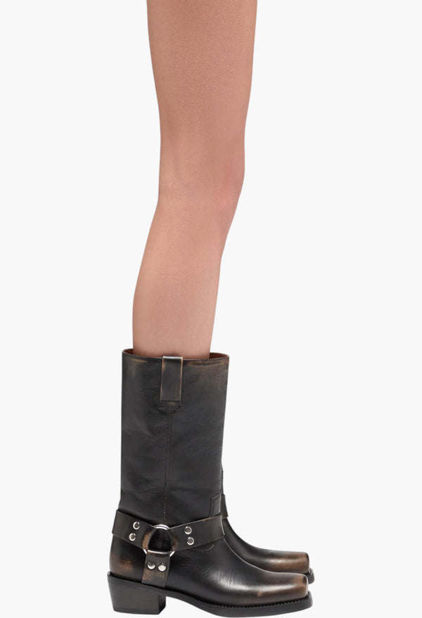 Roxy Boot - Black Brushed Leather Boots