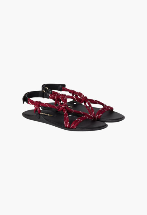 Amaranth Red/Maize Yellow - Riviere Cord And Leather Sandals - GLAM MODA