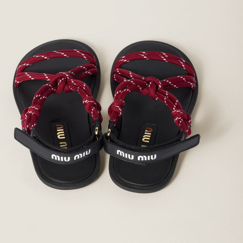 Amaranth Red/Maize Yellow - Riviere Cord And Leather Sandals - GLAM MODA