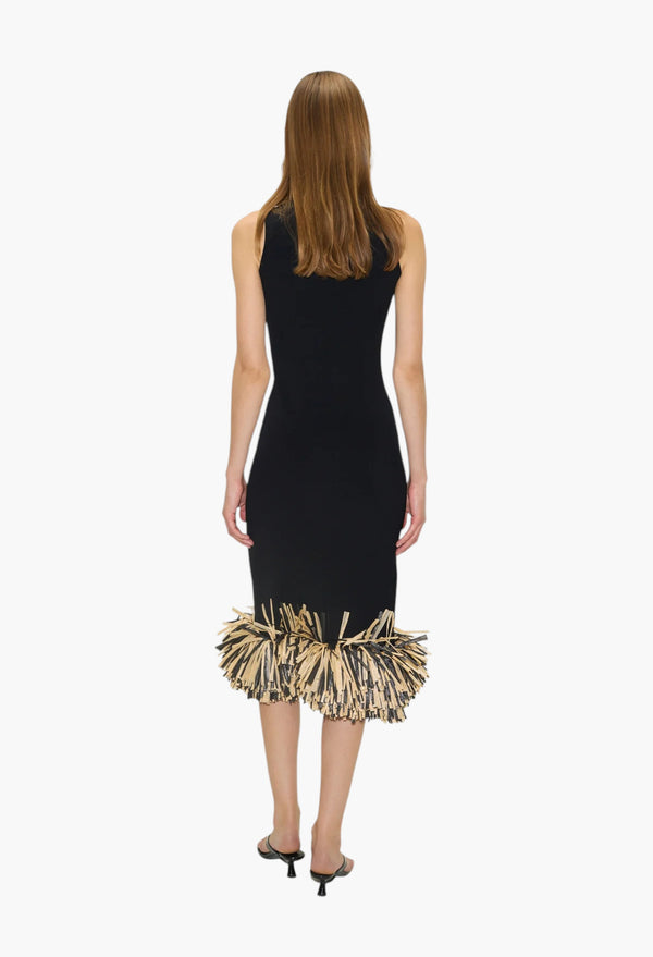 Black - Boa Rafia Midi Dress