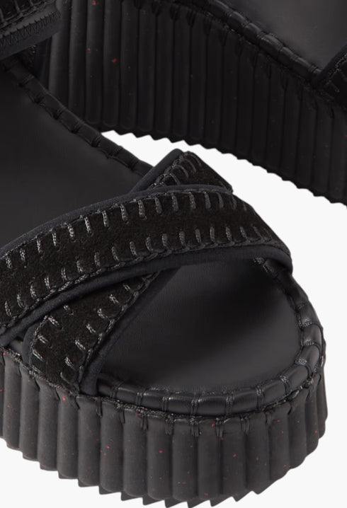 Black + NET SUSTAIN Nama Suede And Leather Platform Sandals - GLAM MODA