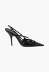 Black - Patent Leather Slingbacks With Buckles - GLAM MODA