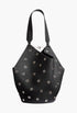 Black Pebbled Leather with Grommets - Small Lotus Tote - GLAM MODA