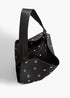 Black Pebbled Leather with Grommets - Small Lotus Tote - GLAM MODA