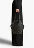 Black Pebbled Leather with Grommets - Small Lotus Tote - GLAM MODA