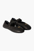 Black - Ruches Nappa Leather Ballerinas - GLAM MODA