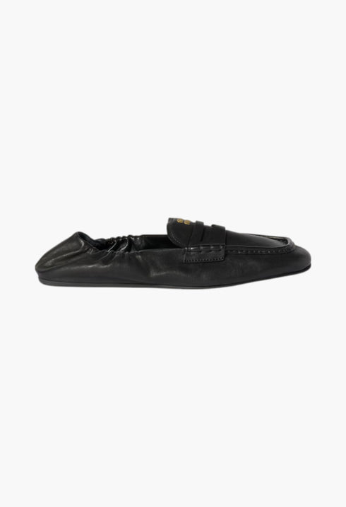 Black - Ruches Nappa Leather Loafers - GLAM MODA