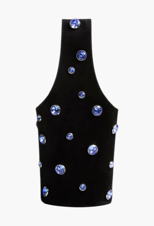 Black Suede with Midnight Crystals - Livia Bag - GLAM MODA