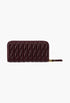 Burgundy - Large Matelassé Nappa Leather Wallet - GLAM MODA