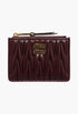 Burgundy - Matelassé Nappa Leather Card Holder - GLAM MODA