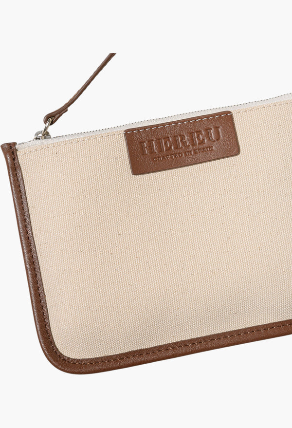 Beige / Chestnut - Calella Leather-Trimmed Organic Cotton Tote Bag