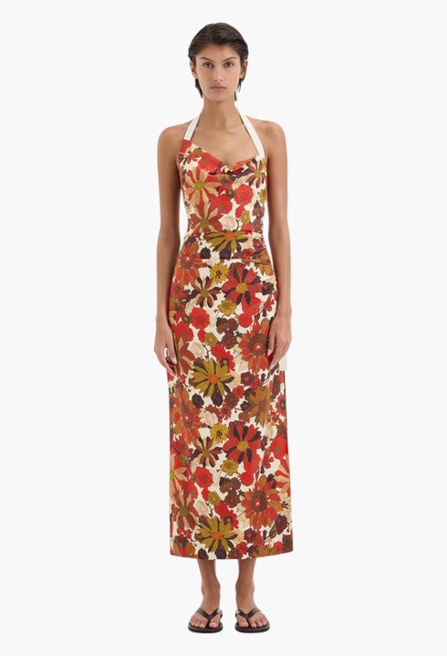 Castella Gathered Midi Dress - GLAM MODA