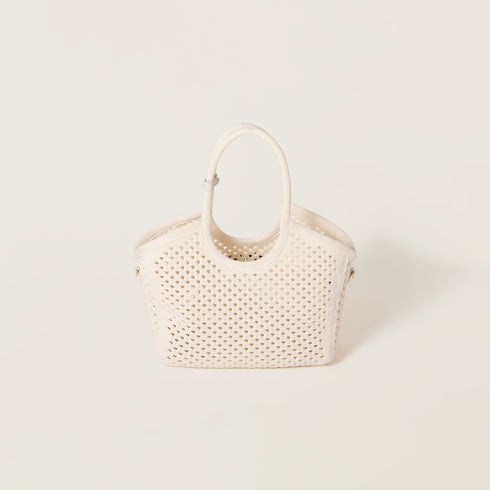 Chalk White/Black - IVY Cotton Mesh Tote Bag - GLAM MODA