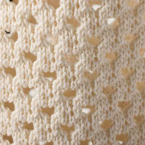 Chalk White/Black - IVY Cotton Mesh Tote Bag - GLAM MODA