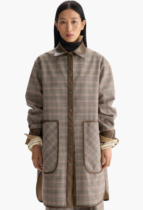 Chequered Double Nylon Reversible Coat - GLAM MODA