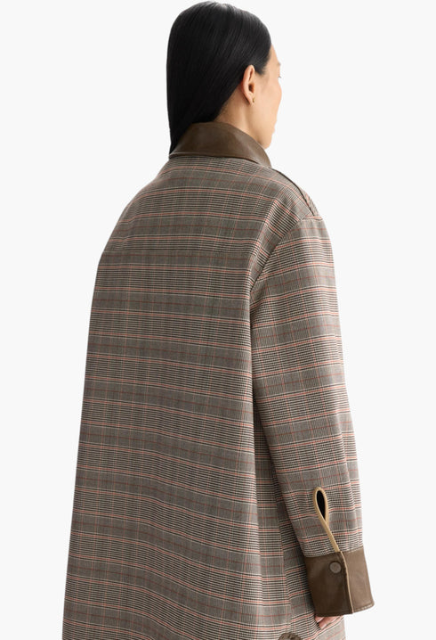 Chequered Double Nylon Reversible Coat - GLAM MODA