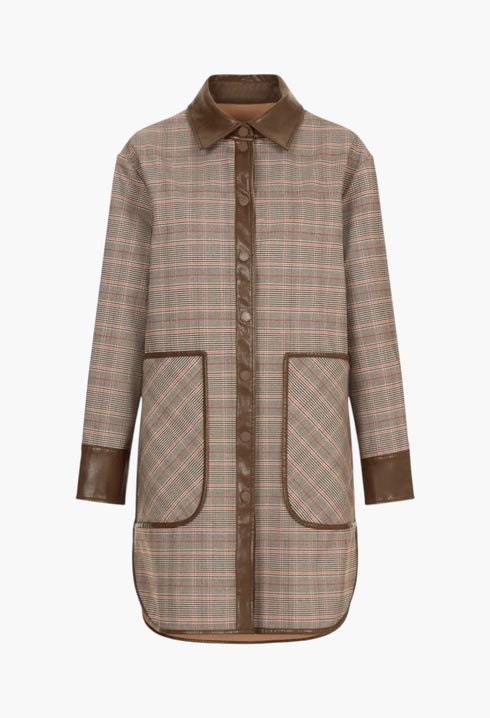 Chequered Double Nylon Reversible Coat - GLAM MODA