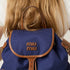 Cornflower Blue/Brandy - Canvas And Leather Backpack - GLAM MODA