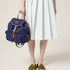 Cornflower Blue/Brandy - Canvas And Leather Backpack - GLAM MODA