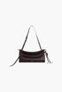 Dark Brown - Le Click East West Small Bag In Leather - GLAM MODA