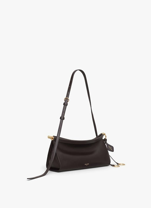 Dark Brown - Le Click East West Small Bag In Leather - GLAM MODA
