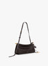 Dark Brown - Le Click East West Small Bag In Leather - GLAM MODA